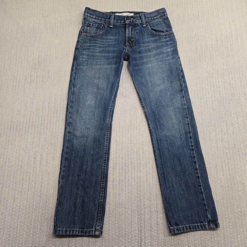 Levis 513 Slim Jeans Boys 10 Regular Blue Denim Straight Leg Distressed 25x25
